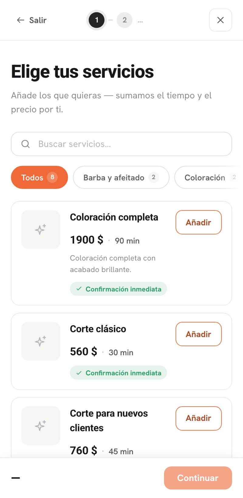 Pantalla de reservas de Boclar